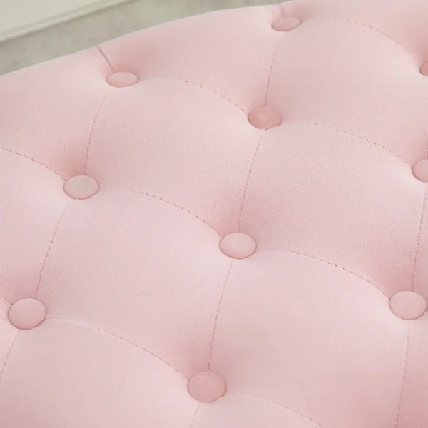Zitbank roze gestoffeerde bank met opbergruimte 71x52x42cm van fluweelachtig polyester en rubberhout ovale vorm voor woonkamer 9