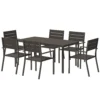 Zitgroep 7 delig eetgroep voor 6 personen eettafel met 6 stapelbare stoelen eetkamergroep met gespleten tafel keukentafel set balkonmeubilair tuinmeubilair voor terras, balkon donkerbruin 1