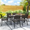 Zitgroep 7 delig eetgroep voor 6 personen eettafel met 6 stapelbare stoelen eetkamergroep met gespleten tafel keukentafel set balkonmeubilair tuinmeubilair voor terras, balkon donkerbruin 10