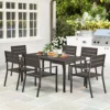 Zitgroep 7 delig eetgroep voor 6 personen eettafel met 6 stapelbare stoelen eetkamergroep met gespleten tafel keukentafel set balkonmeubilair tuinmeubilair voor terras, balkon donkerbruin 2