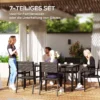 Zitgroep 7 delig eetgroep voor 6 personen eettafel met 6 stapelbare stoelen eetkamergroep met gespleten tafel keukentafel set balkonmeubilair tuinmeubilair voor terras, balkon donkerbruin 5