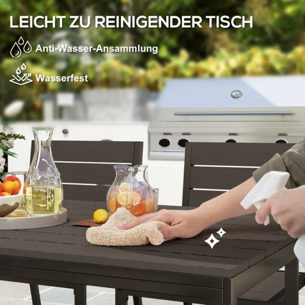 Zitgroep 7 delig eetgroep voor 6 personen eettafel met 6 stapelbare stoelen eetkamergroep met gespleten tafel keukentafel set balkonmeubilair tuinmeubilair voor terras, balkon donkerbruin 8