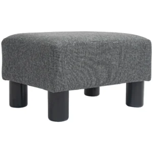 Zithocker hocker met linnenlook moderne voetenbank gestoffeerde hocker ottomaan voor slaapkamer, woonkamer, donkergrijs 1