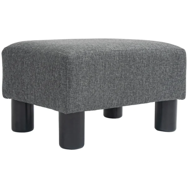 Zithocker hocker met linnenlook moderne voetenbank gestoffeerde hocker ottomaan voor slaapkamer, woonkamer, donkergrijs 1