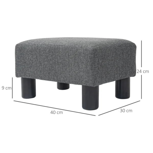 Zithocker hocker met linnenlook moderne voetenbank gestoffeerde hocker ottomaan voor slaapkamer, woonkamer, donkergrijs 4