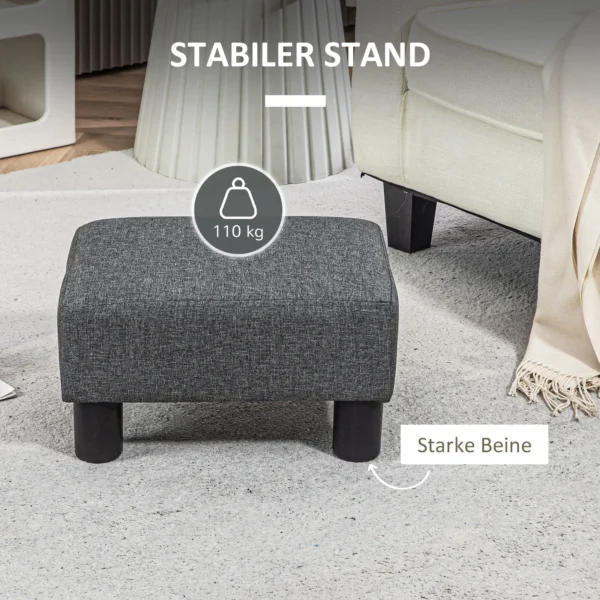 Zithocker hocker met linnenlook moderne voetenbank gestoffeerde hocker ottomaan voor slaapkamer, woonkamer, donkergrijs 6
