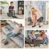 Zithocker hocker met linnenlook moderne voetenbank gestoffeerde hocker ottomaan voor slaapkamer, woonkamer, donkergrijs 7