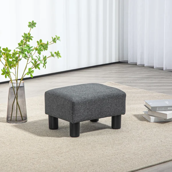 Zithocker hocker met linnenlook moderne voetenbank gestoffeerde hocker ottomaan voor slaapkamer, woonkamer, donkergrijs 8