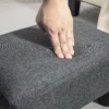 Zithocker hocker met linnenlook moderne voetenbank gestoffeerde hocker ottomaan voor slaapkamer, woonkamer, donkergrijs 9