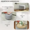 Zitkruk ottomaan met opbergruimte ronde gestoffeerde kruk met klapdeksel, houten poten, modern, voor woonkamer, slaapkamer, grijs, Ø56 x 42 cm 8