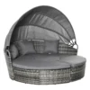 Zonne eiland rattan loungeset met zonnedak en kussens, in hoogte verstelbare bijzettafel, grijs, 175x180x147cm voor tuin & terras 1