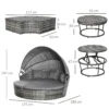Zonne eiland rattan loungeset met zonnedak en kussens, in hoogte verstelbare bijzettafel, grijs, 175x180x147cm voor tuin & terras 4