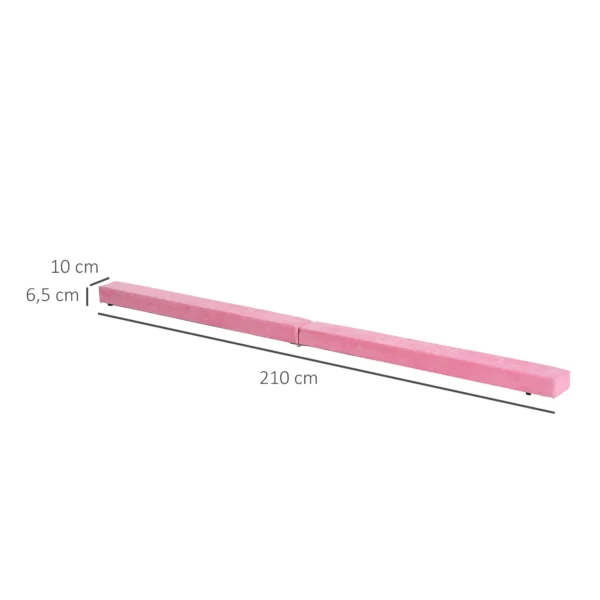 Zwevende balk 210 cm opvouwbare gymnastiekbalk voor binnen & buiten, balanceerbalk tot 120 kg, roze 4