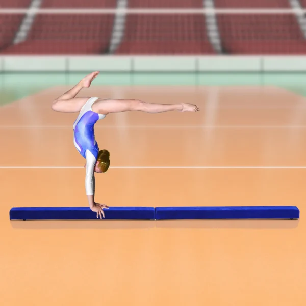 Zwevende balk opvouwbare turnbalk voor binnen en buiten, 210 cm, tot 120 kg, blauw, ideaal voor gymnastiek & training 2