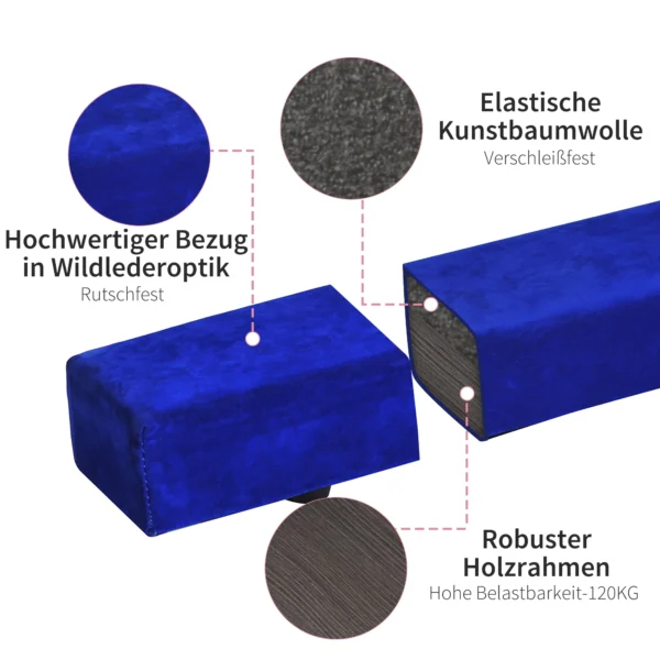 Zwevende balk opvouwbare turnbalk voor binnen en buiten, 210 cm, tot 120 kg, blauw, ideaal voor gymnastiek & training 5
