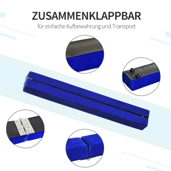 Zwevende balk opvouwbare turnbalk voor binnen en buiten, 210 cm, tot 120 kg, blauw, ideaal voor gymnastiek & training 6