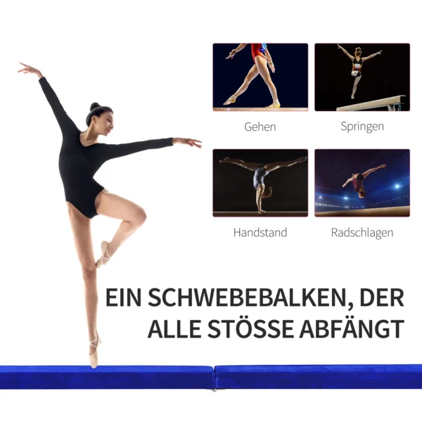 Zwevende balk opvouwbare turnbalk voor binnen en buiten, 210 cm, tot 120 kg, blauw, ideaal voor gymnastiek & training 8