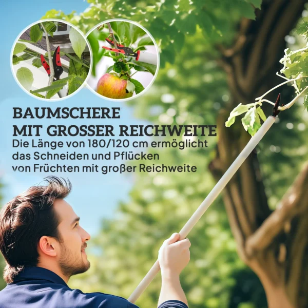 1,2m boomknipper met vergrendelingsmechanisme, takknippers voor snijden en vasthouden, tuinknipper met aluminium handvat, lange steel tuinknipper voor takken, voor het snijden van takken en het plukken van fruit 5