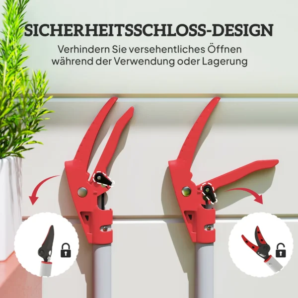 1,2m boomknipper met vergrendelingsmechanisme, takknippers voor snijden en vasthouden, tuinknipper met aluminium handvat, lange steel tuinknipper voor takken, voor het snijden van takken en het plukken van fruit 7