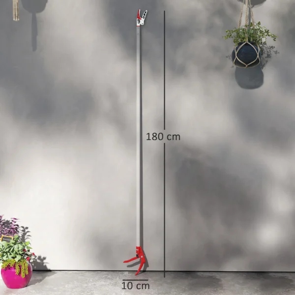 1,8m boomknipper met vergrendelingsmechanisme, takkenscharen voor snijden en vasthouden, tuinknipper met aluminium handvat, langstelige tuinschaar voor takken, voor het snijden van takken en het plukken van fruit 4