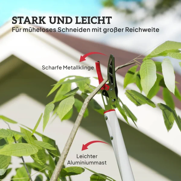 1,8m boomknipper met vergrendelingsmechanisme, takkenscharen voor snijden en vasthouden, tuinknipper met aluminium handvat, langstelige tuinschaar voor takken, voor het snijden van takken en het plukken van fruit 6