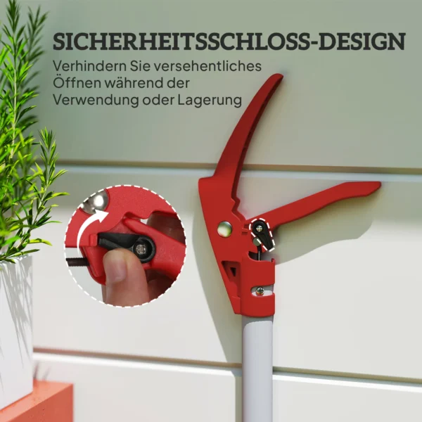 1,8m boomknipper met vergrendelingsmechanisme, takkenscharen voor snijden en vasthouden, tuinknipper met aluminium handvat, langstelige tuinschaar voor takken, voor het snijden van takken en het plukken van fruit 7