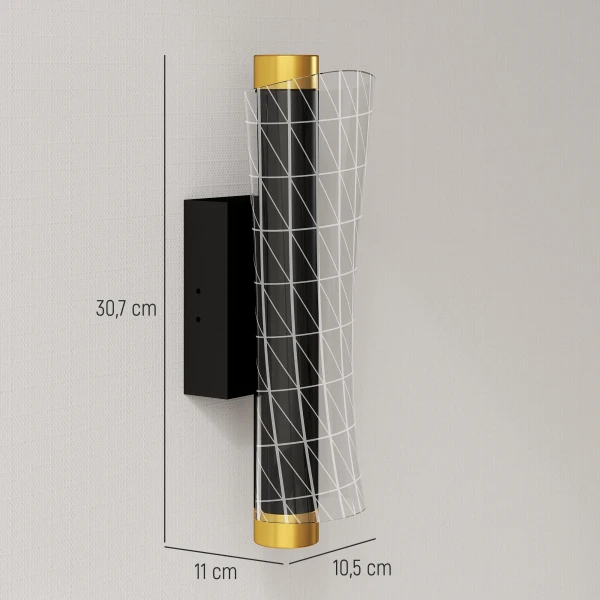 2 delige set binnenwandlamp met led licht, roosterontwerp, dimbare nachtlamp, ganglamp voor woonkamer, slaapkamer, metaal, zwart 4