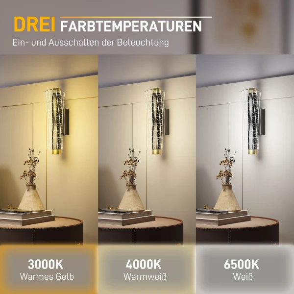 2 delige set binnenwandlamp met led licht, roosterontwerp, dimbare nachtlamp, ganglamp voor woonkamer, slaapkamer, metaal, zwart 5