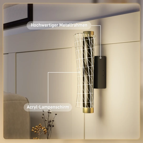 2 delige set binnenwandlamp met led licht, roosterontwerp, dimbare nachtlamp, ganglamp voor woonkamer, slaapkamer, metaal, zwart 7