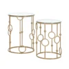 2 delige set salontafel, bijzettafel met glazen blad, woonkamertafel met band en bolontwerp, sofatafel voor woonkamer, slaapkamer, gang, Ø41 x 57 cm, goud 1