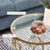 2 delige set salontafel, bijzettafel met glazen blad, woonkamertafel met band en bolontwerp, sofatafel voor woonkamer, slaapkamer, gang, Ø41 x 57 cm, goud 6