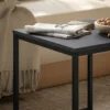 2 delige set salontafel, vierkante bijzettafel, koffietafel met stalen frame, sofatafel in modern design, voor woonkamer, tot 30 kg belastbaar, zwart+eik 10