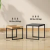 2 delige set salontafel, vierkante bijzettafel, koffietafel met stalen frame, sofatafel in modern design, voor woonkamer, tot 30 kg belastbaar, zwart+eik 4