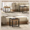 2 delige set salontafel, vierkante bijzettafel, koffietafel met stalen frame, sofatafel in modern design, voor woonkamer, tot 30 kg belastbaar, zwart+eik 5