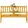 2 zits tuinbank hout, weerbestendige zitbank, tuinmeubelen met rug & armleuningen, inklapbare tafel parkbank 320kg belastbaar, balkonbank, houtenbank voor balkon, tuin, 149x56,5x89cm, teak 1