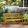 2 zits tuinbank hout, weerbestendige zitbank, tuinmeubelen met rug & armleuningen, inklapbare tafel parkbank 320kg belastbaar, balkonbank, houtenbank voor balkon, tuin, 149x56,5x89cm, teak 10
