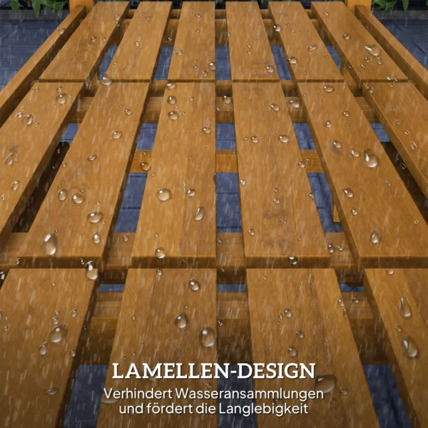 2 zits tuinbank hout, weerbestendige zitbank, tuinmeubelen met rug & armleuningen, inklapbare tafel parkbank 320kg belastbaar, balkonbank, houtenbank voor balkon, tuin, 149x56,5x89cm, teak 7