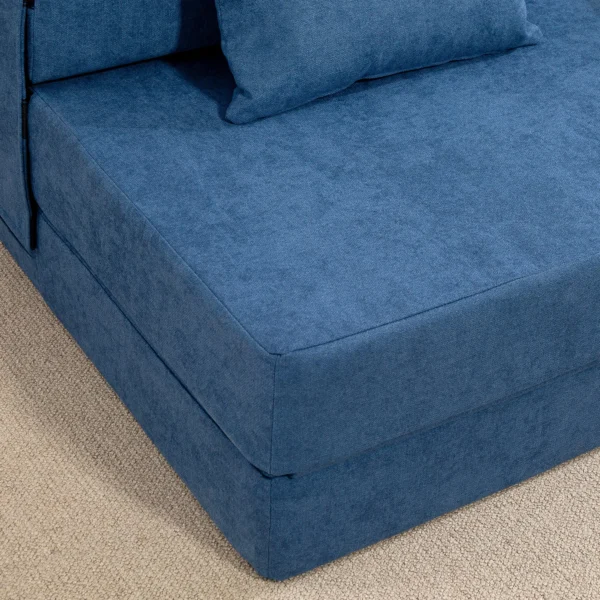 3 in 1 slaapstoel, opvouwbare slaapbank met bedfunctie, lendenkussen, relaxstoel in flanellook, chaise longue voor woonkamer, donkerblauw 10