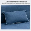 3 in 1 slaapstoel, opvouwbare slaapbank met bedfunctie, lendenkussen, relaxstoel in flanellook, chaise longue voor woonkamer, donkerblauw 7