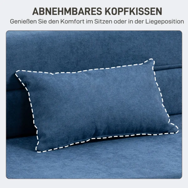 3 in 1 slaapstoel, opvouwbare slaapbank met bedfunctie, lendenkussen, relaxstoel in flanellook, chaise longue voor woonkamer, donkerblauw 7