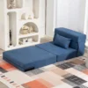 3 in 1 slaapstoel, opvouwbare slaapbank met bedfunctie, lendenkussen, relaxstoel in flanellook, chaise longue voor woonkamer, donkerblauw 8