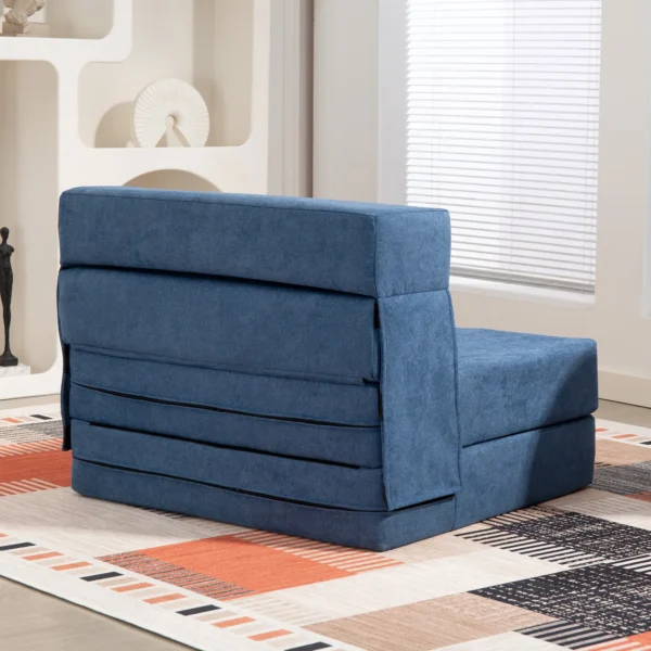 3 in 1 slaapstoel, opvouwbare slaapbank met bedfunctie, lendenkussen, relaxstoel in flanellook, chaise longue voor woonkamer, donkerblauw 9