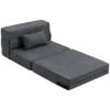 3 in 1 slaapstoel, opvouwbare slaapbank met bedfunctie, lendenkussen, relaxstoel in flanellook, chaise longue voor woonkamer, donkergrijs 1