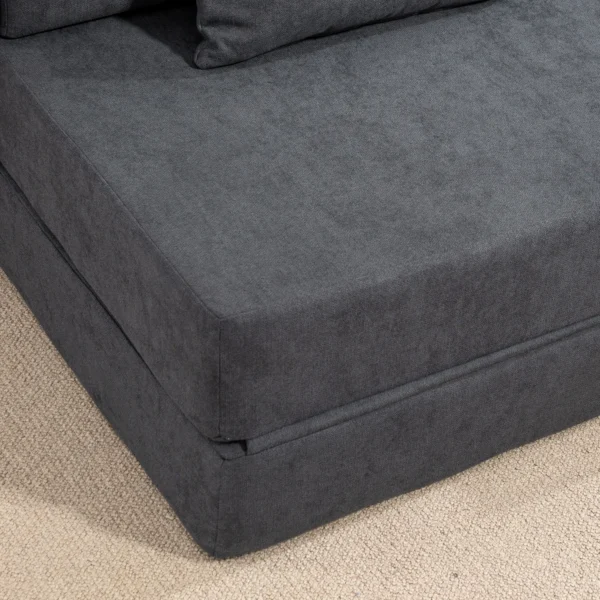 3 in 1 slaapstoel, opvouwbare slaapbank met bedfunctie, lendenkussen, relaxstoel in flanellook, chaise longue voor woonkamer, donkergrijs 10