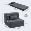 3 in 1 slaapstoel, opvouwbare slaapbank met bedfunctie, lendenkussen, relaxstoel in flanellook, chaise longue voor woonkamer, donkergrijs 4