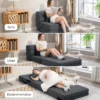 3 in 1 slaapstoel, opvouwbare slaapbank met bedfunctie, lendenkussen, relaxstoel in flanellook, chaise longue voor woonkamer, donkergrijs 5