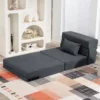 3 in 1 slaapstoel, opvouwbare slaapbank met bedfunctie, lendenkussen, relaxstoel in flanellook, chaise longue voor woonkamer, donkergrijs 8