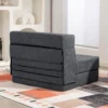 3 in 1 slaapstoel, opvouwbare slaapbank met bedfunctie, lendenkussen, relaxstoel in flanellook, chaise longue voor woonkamer, donkergrijs 9