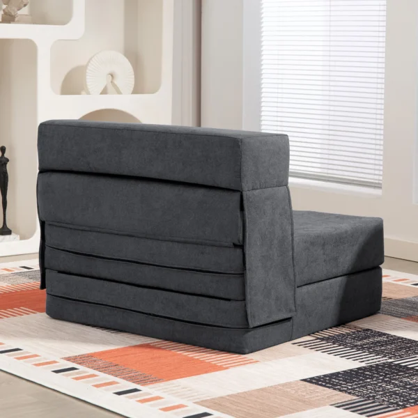 3 in 1 slaapstoel, opvouwbare slaapbank met bedfunctie, lendenkussen, relaxstoel in flanellook, chaise longue voor woonkamer, donkergrijs 9