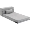 3 in 1 slaapstoel, opvouwbare slaapbank met bedfunctie, lendenkussen, relaxstoel in flanellook, chaise longue voor woonkamer, lichtgrijs 1